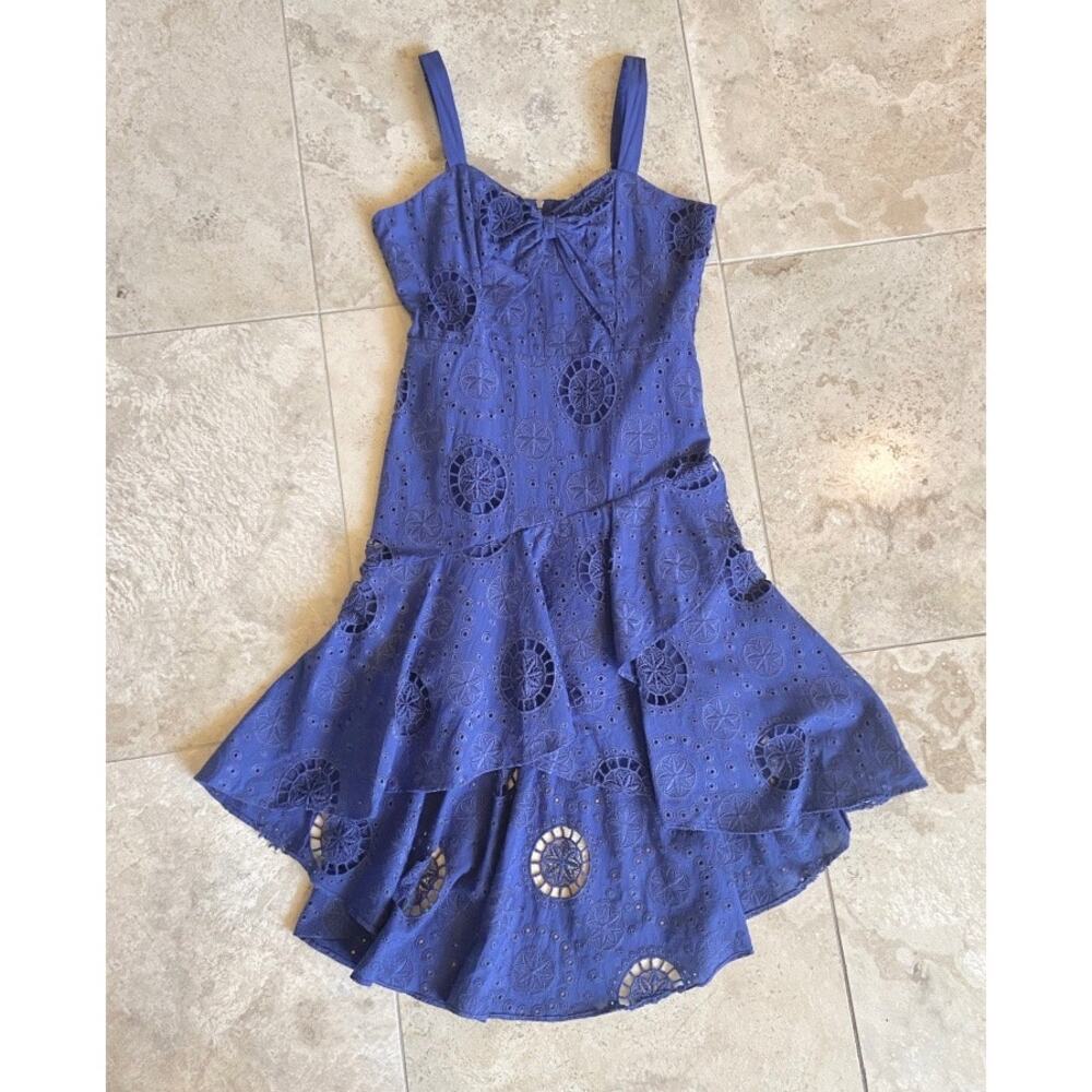 Parker gorgeous NWOT blue cutwork/embroidery cotton, size 2